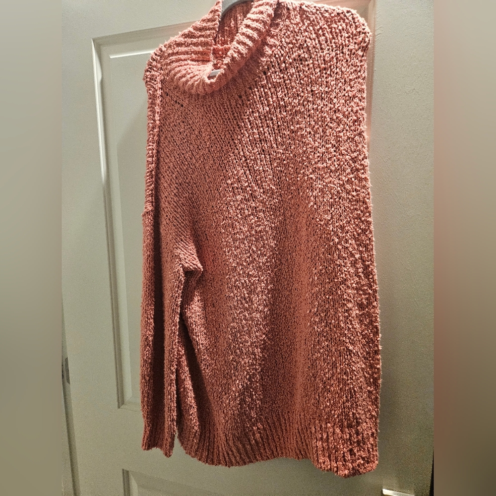 Anthropologie Textured Rose Turtleneck Sweater Dress